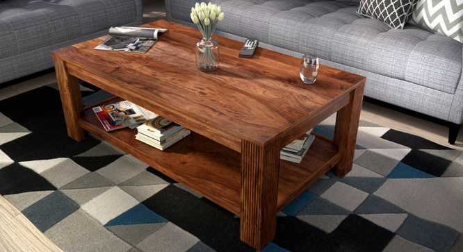 Stripto Coffee Table With Shelves(Teak)